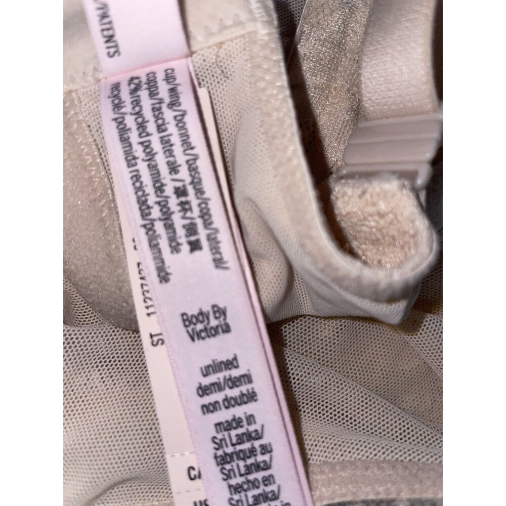 VICTORIA SECRET Unlined Demi BRA Body by Victoria 38DD Nude Beige Unlined Lace - Picture 4 of 5
